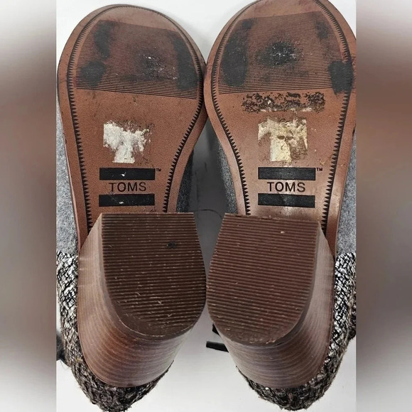 Tom’s Leila Back Zip Felt Wool Ankle Boots Booties Stacked Heel Gray Size 6.5 - Picture 8 of 10